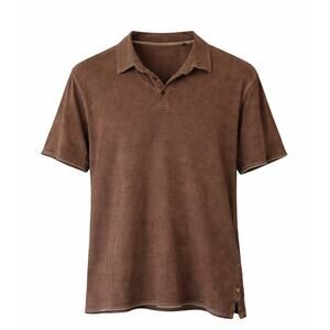 True Grit Distressed Brown Polo Shirt Large